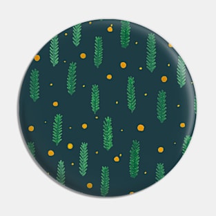 Christmas branches and dots - green and yellow Pin