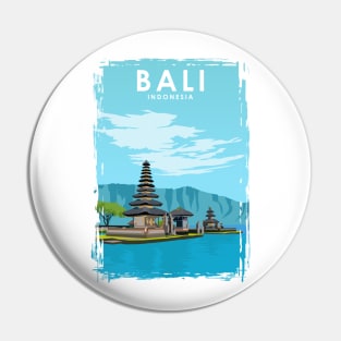 Bali Indonesia Vintage Minimal Temple Travel Poster Pin