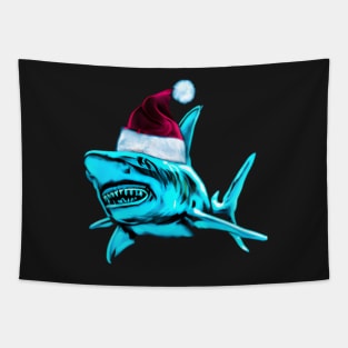 Shark Christmas Neon Tapestry