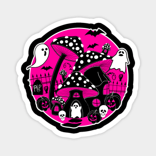 Mushroom Halloween Hot Pink Spooky Fairy House Magnet