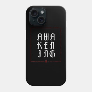 Cursive Font - White Awakening Logo with Red Frame Phone Case