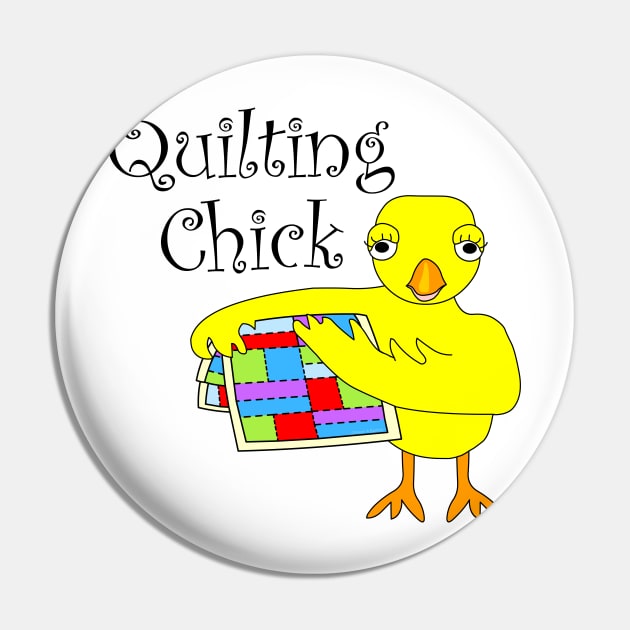 Quilting Chick Funny Needlecraft Hobby Pin by Barthol Graphics