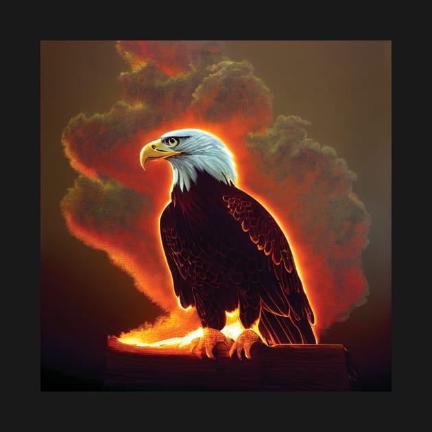 Majestic Bald Eagle in glowing clouds by Geminiartstudio