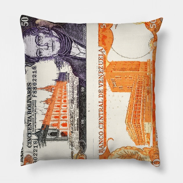 BILLETE VENEZUELA 50 Pillow by leobass