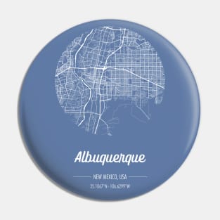 City map in blue: Albuquerque New Mexico, USA with retro vintage flair Pin