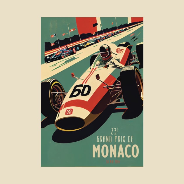 1965 Monaco Grand Prix Racing Travel Poster by GreenMary Design