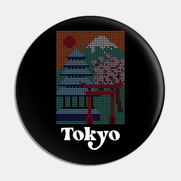 Tokyo City Cross Stitch Needlepoint and Craft Pin by YourGoods