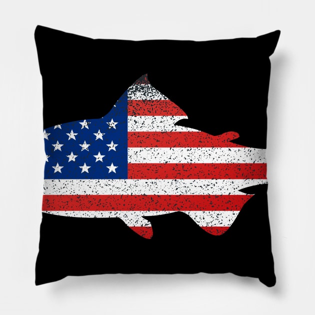 Fish with American Flag Pillow by Calisi