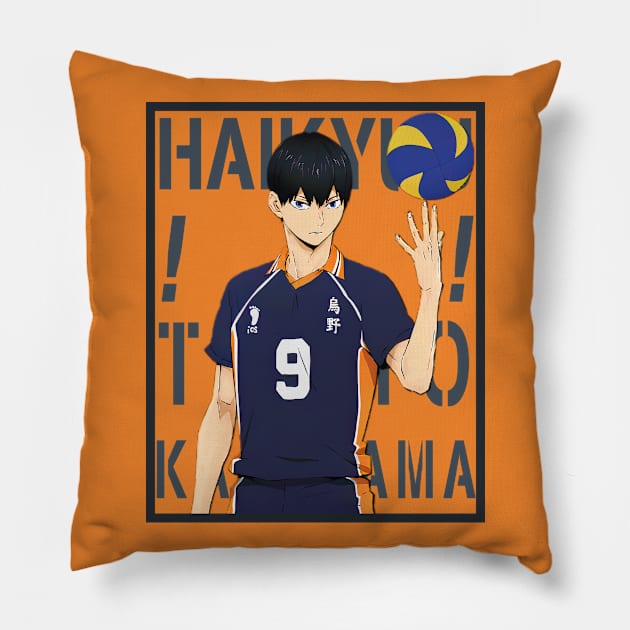 Haikyuu!!: Tobio Kageyama with Colored Background Text Pillow by InalZ