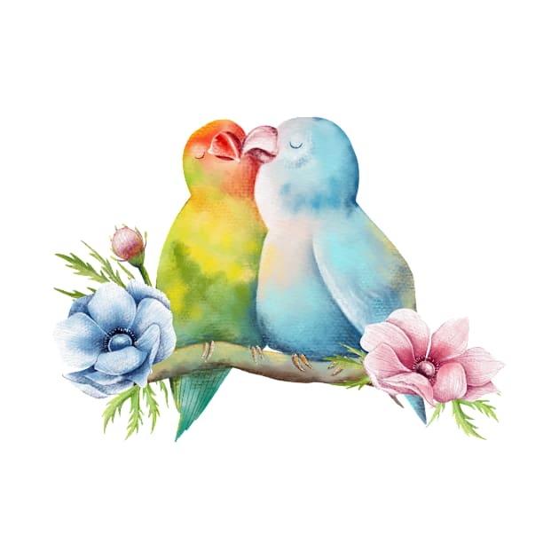 bird couple watercolor by Johnny_Sk3tch