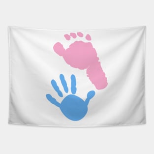 Baby foot and hand prints. Twin symbol Tapestry