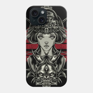 geisha and skull Phone Case