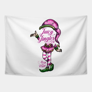 JUICY JINGLES: Bells Bright Christmas Elf Green Gold Jingles Merry Pink Tapestry