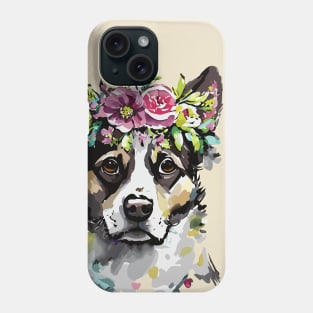 Mixed Breed Dog Floral Portrait Phone Case