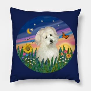 "Sunrise Garden" with a Coton de Tulear Pillow