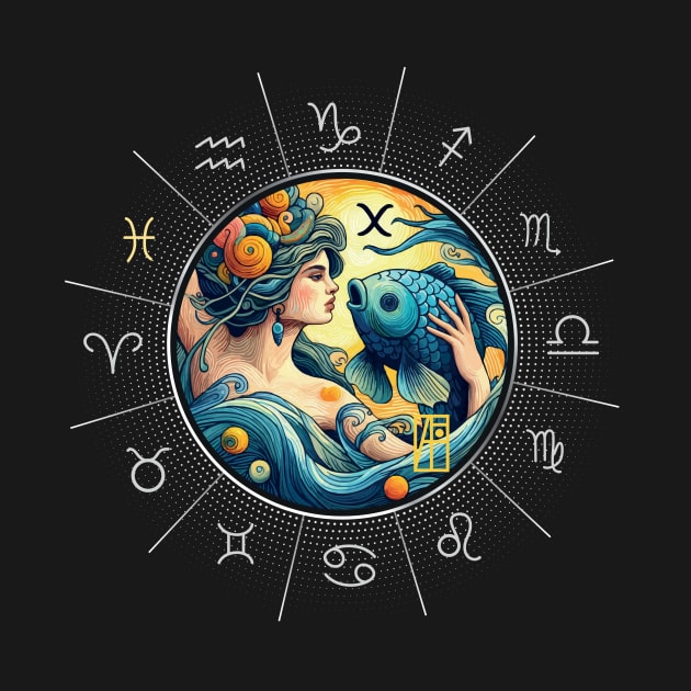 ZODIAC Pisces - Astrological PISCES - PISCES - ZODIAC sign - Van Gogh style - 8 by ArtProjectShop