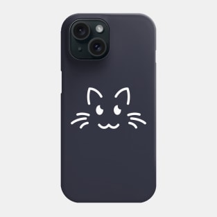 Meow! - Cute Cat Face Line Art - White Phone Case