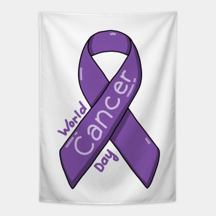 Cute Purple Ribbon For World Cancer Day Tapestry