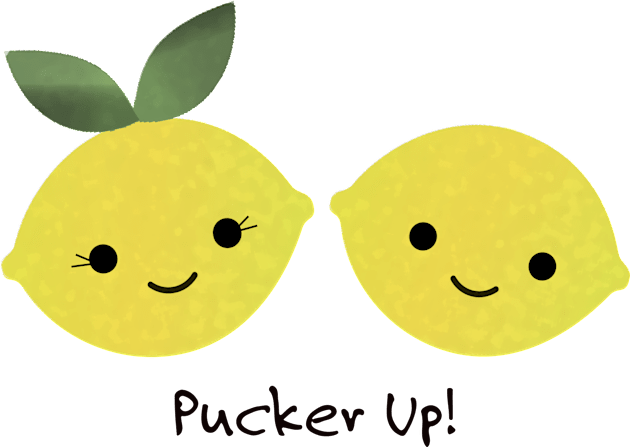 Funny Lemons Pucker Up Kids T-Shirt by Hedgie Designs