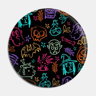 Neon Halloween Pattern Pin