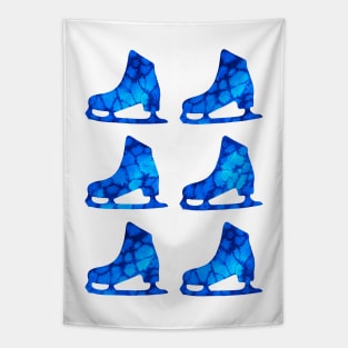 Watercolor Figure Skates (Blue) Tapestry