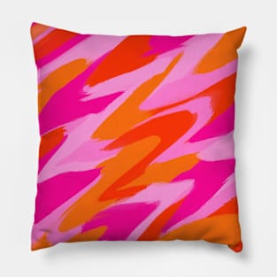 Pink and Orange Abstract Marble Effect Wavy Pillow