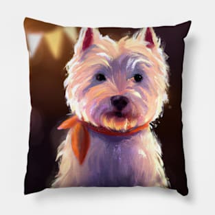 Cute West Highland White Terrier Drawing Pillow