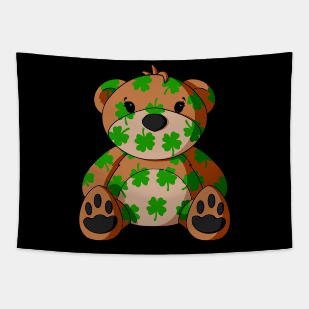 St. Patrick's Day 4 Leaf Clover Pattern Teddy Bear Tapestry by Alisha Ober Designs