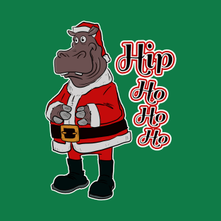 Hip Ho Ho Ho- Funny Christmas Hippo T-Shirt