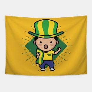 Cute Brazil Football Fan // Kawaii Cute Brasil Soccer Supporter Tapestry