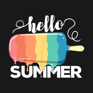 Sunny Beach Vacation Ice Cream Popsicle Hello Summer T-Shirt