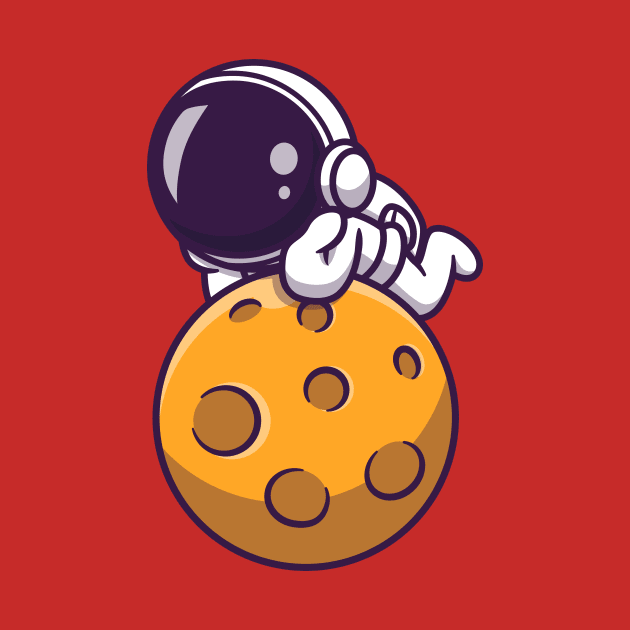 Cute Astronaut Lay On Moon by Catalyst Labs