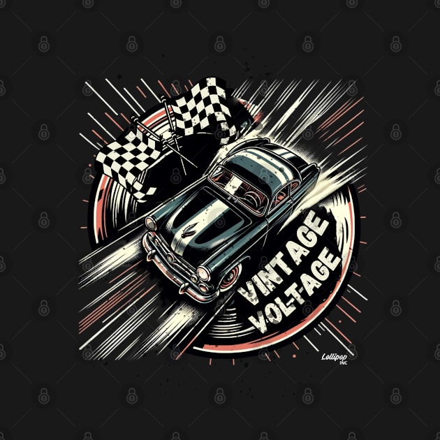 Vintage Voltage - Race Ready - Classic UK American Muscle Car - Hot Rod and Rat Rod Rockabilly Retro Collection by LollipopINC