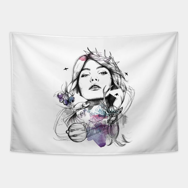 Woman Space Tapestry by hitext