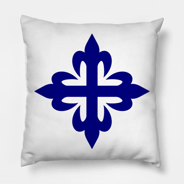 Flowered cross (navy blue) Pillow by PabloDeChenez