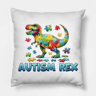 Autism Rex Dinosaur Puzzle Autism Awareness Gift for Birthday, Mother's Day, Thanksgiving, Christmas Pillow