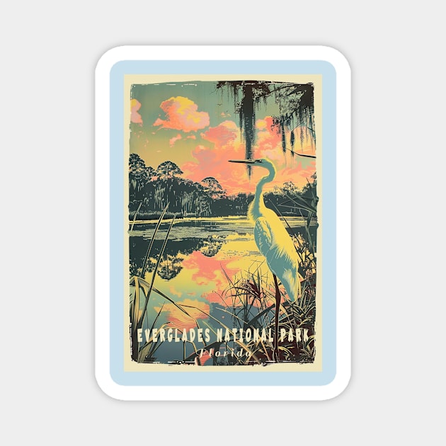 Everglades National Park Vintage Travel  Poster Magnet by GreenMary Design