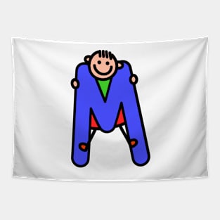 Letter M for Boys alphabet Kids Colorful Cartoon Character Tapestry