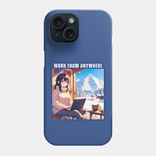 Work From Anywhere - Woman in Mountains and Snow Phone Case