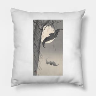 Bat and Full Moon by Ohara Koson Pillow