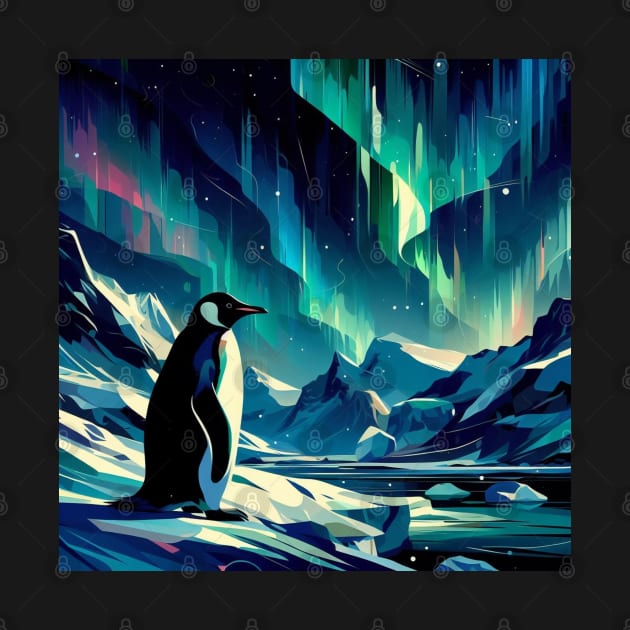 Penguin in the Northern Lights by scollins5