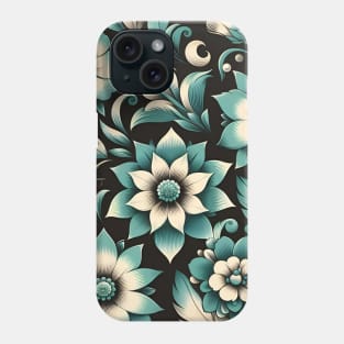 Teal Floral Illustration Phone Case