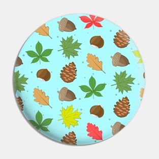 Colorful Autumnal Season - Nature Pattern on Blue Background Pin