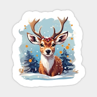 Chrismtas deer design, christmas scene with deer Magnet