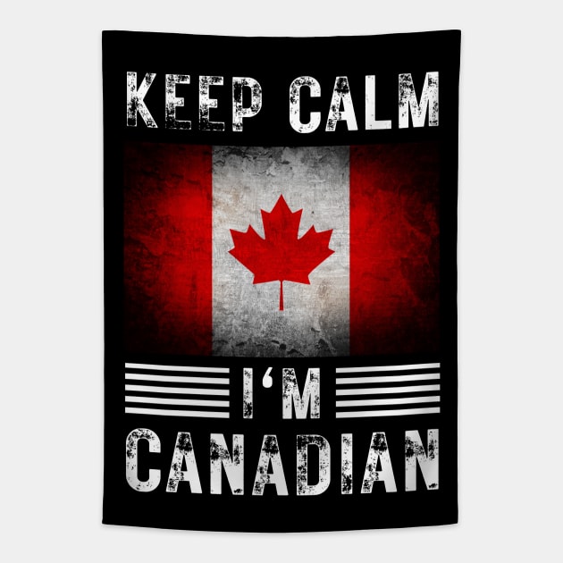 Keep Calm I'm Canadian Tapestry by footballomatic