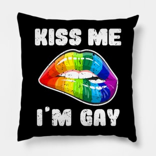 Kiss Me Im Gay Lgbtq Rainbow Lips Pillow