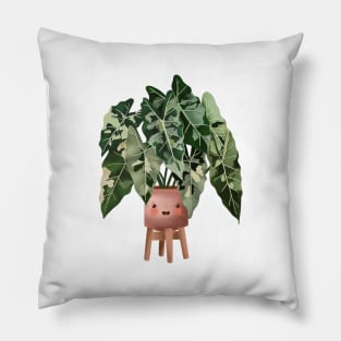 Cute Plant Illustration, Philodendron Burle Marx Variegated Pillow