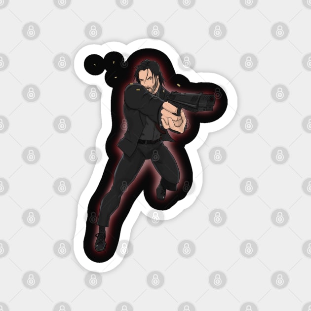 John Wick anime Magnet by Deadpoolinc