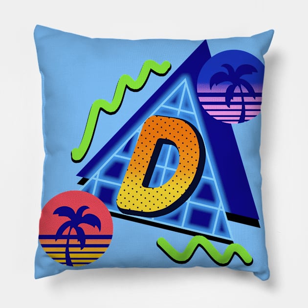 Initial Letter D - 80s Synth Pillow by VixenwithStripes