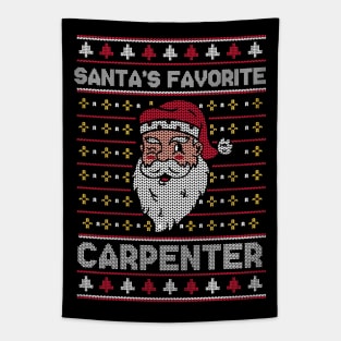 Santa's Favorite Carpenter // Funny Ugly Christmas Sweater // Carpentry Holiday Xmas Tapestry